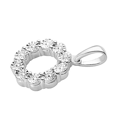 Diamond Accent Circle Pendant in Sterling Silver