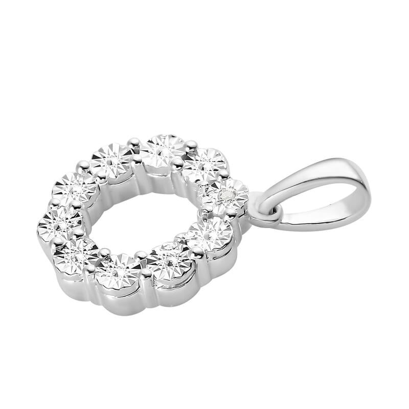 Diamond Accent Circle Pendant in Sterling Silver