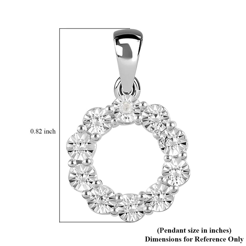 Diamond Accent Circle Pendant in Sterling Silver