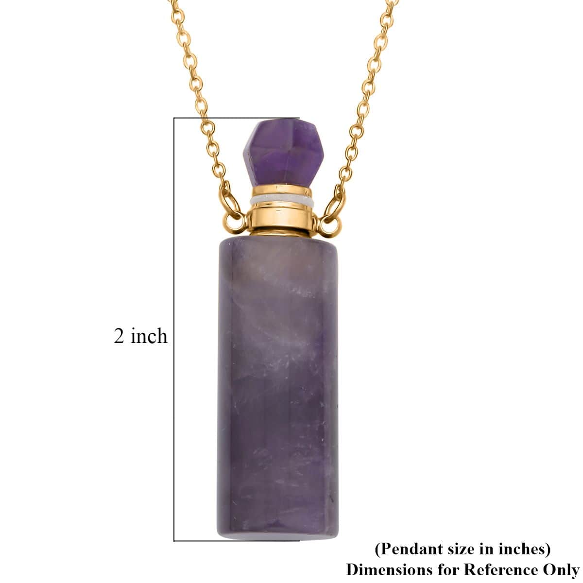 Amethyst Perfume Bottle Pendant Necklace 18-20 Inches in ION Plated YG Stainless Steel 88.00 ctw image number 5