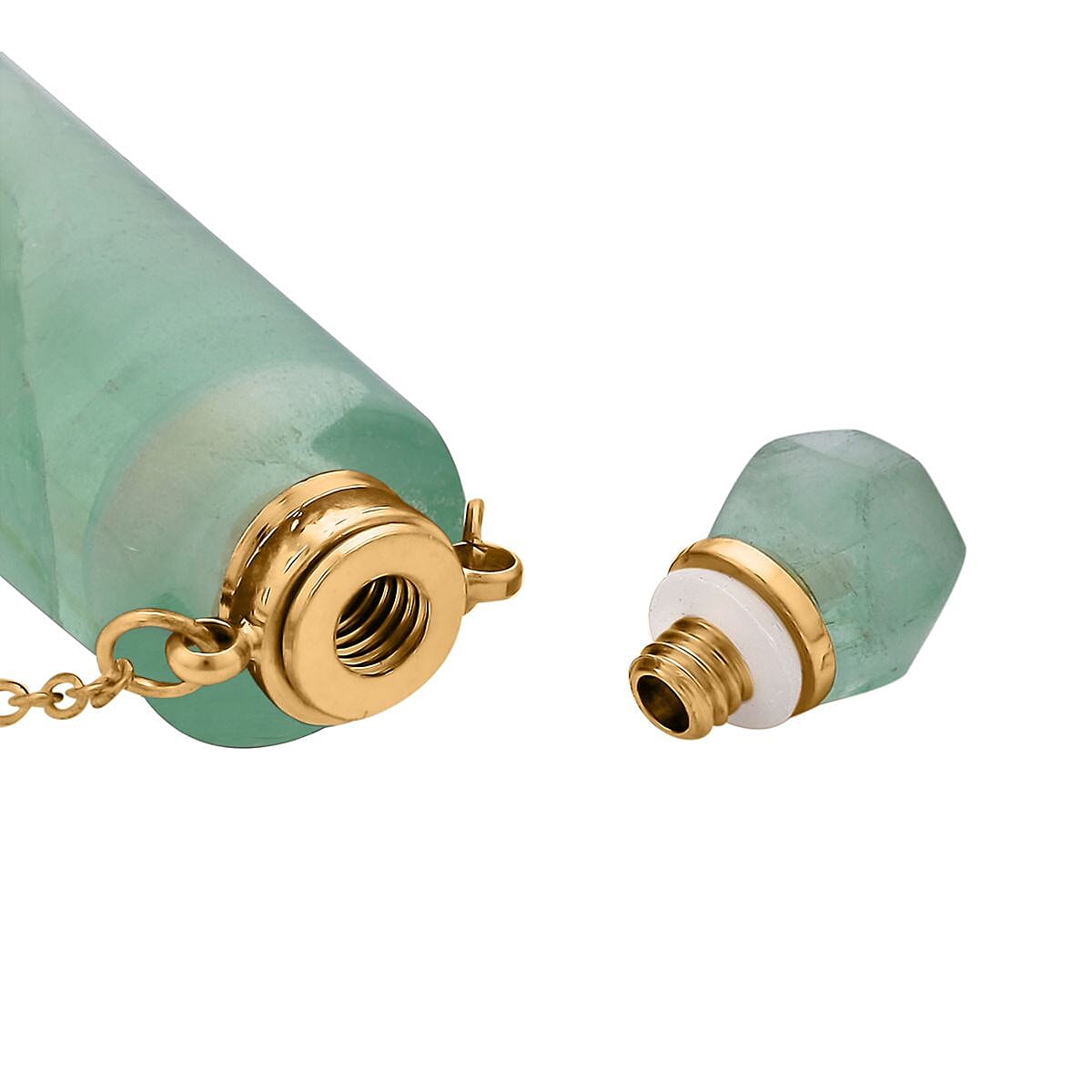 Fluorite Perfume Bottle Pendant Necklace (18-20 Inches) in ION Plated YG Stainless Steel 96.50 ctw | Tarnish-Free, Waterproof, Sweat Proof Jewelry image number 4