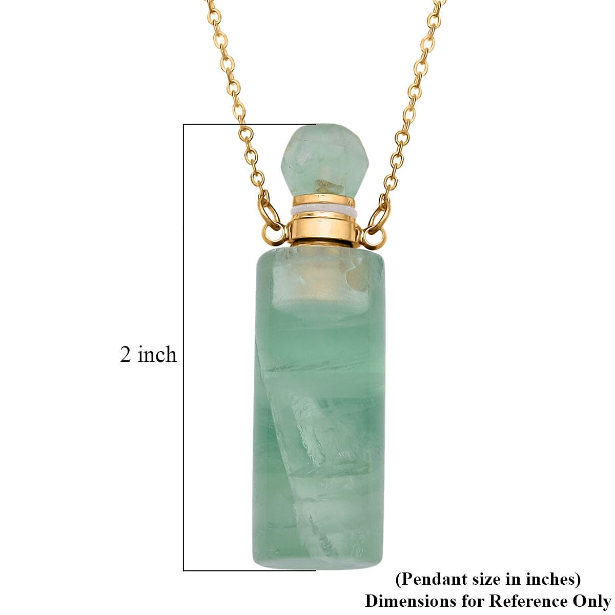 Fluorite Perfume Bottle Pendant Necklace (18-20 Inches) in ION Plated YG Stainless Steel 96.50 ctw | Tarnish-Free, Waterproof, Sweat Proof Jewelry image number 5