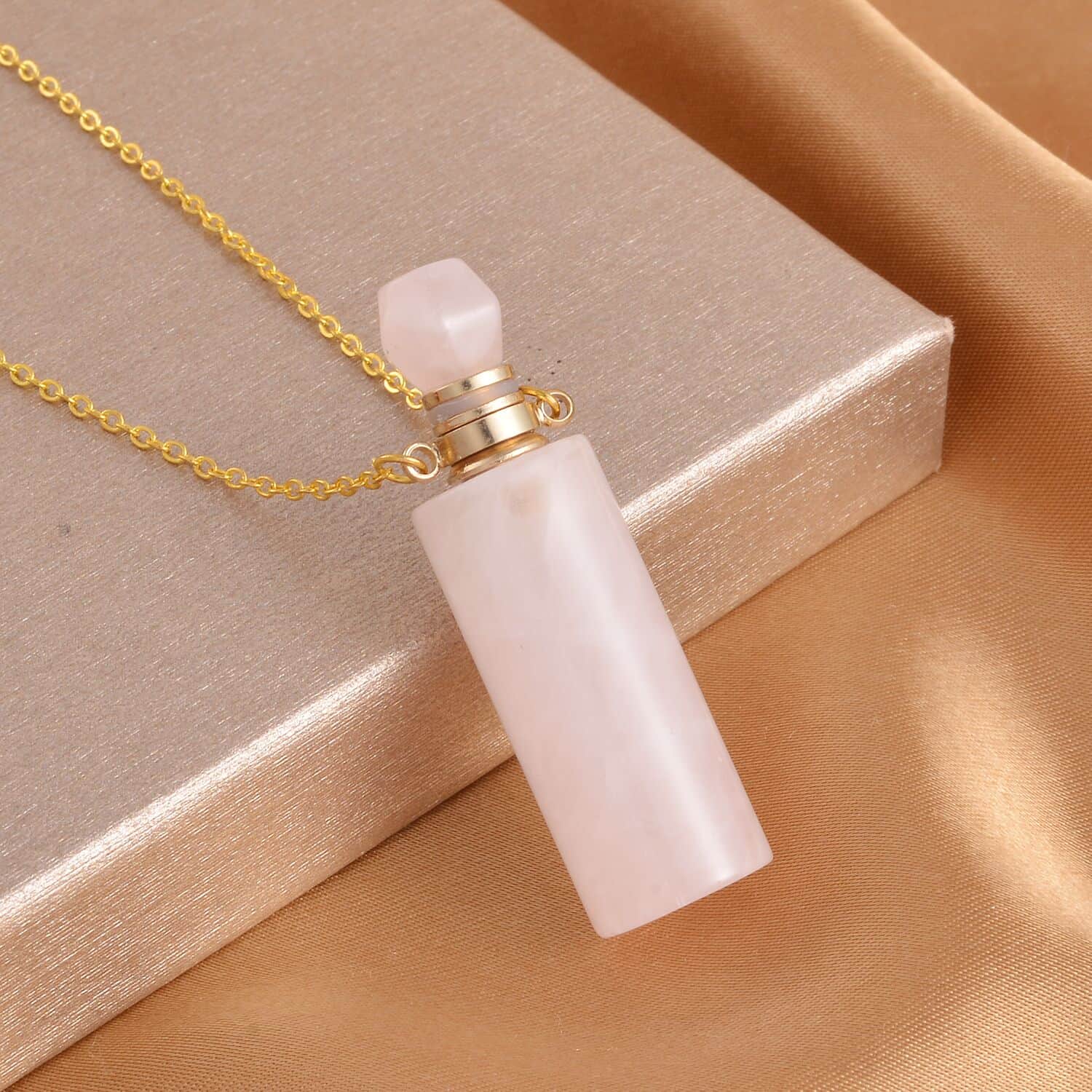 Buy Galilea Rose Quartz Perfume Bottle Pendant Necklace (18-20