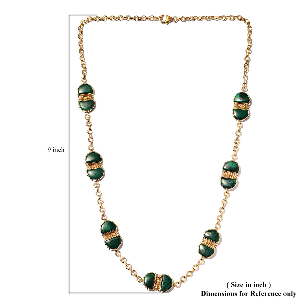African Malachite Necklace 24 Inches in Vermeil Yellow Gold Over Sterling Silver 30.65 Grams 55.50 ctw image number 4