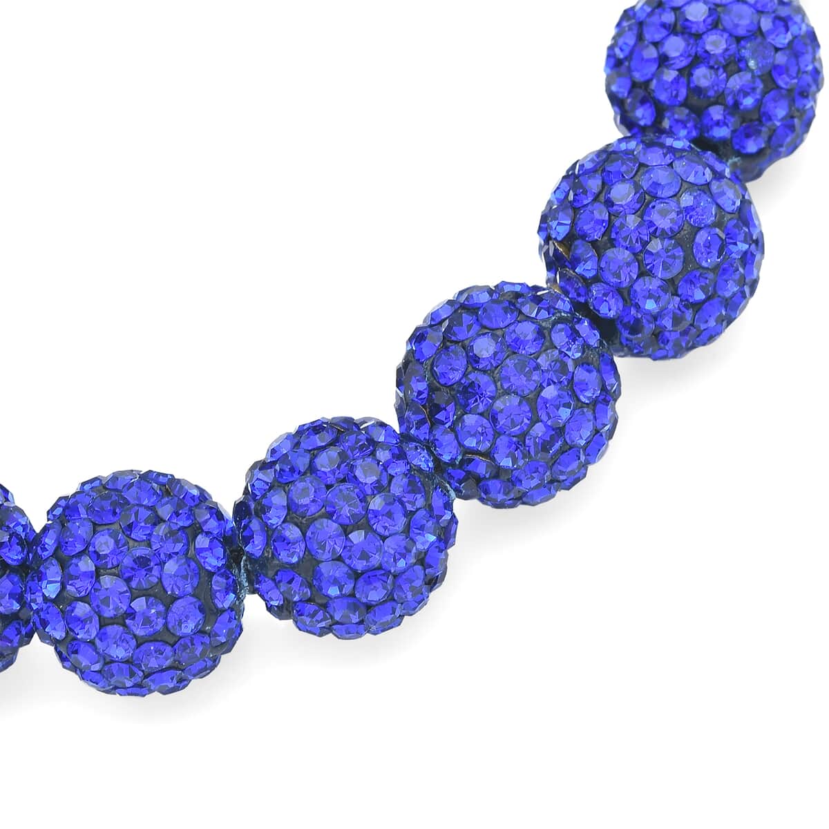 Hematite and Royal Blue Austrian Crystal Shamballa Adjustable Beaded Bracelet image number 4