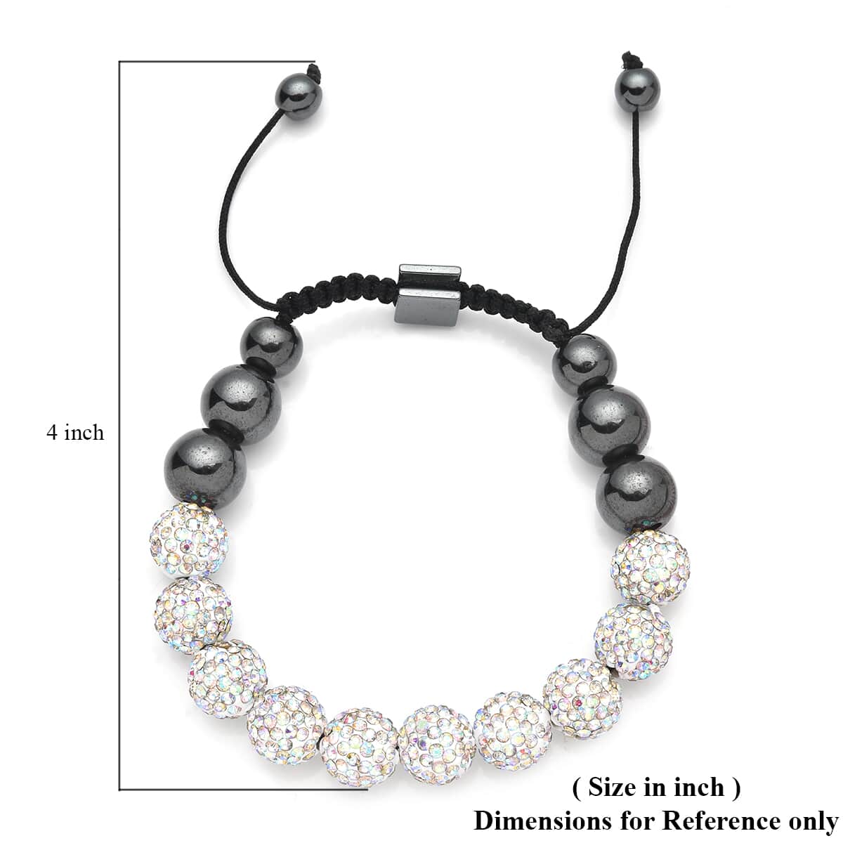 Hematite and Austrian Crystal Shamballa Adjustable Beaded Bracelet image number 5