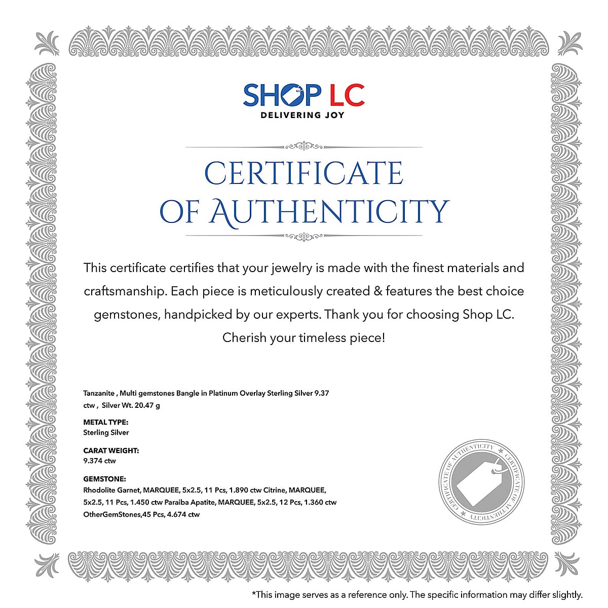 Multi Gemstone 10.35 ctw Bracelet in Platinum Over Sterling Silver, Silver Bangles, Birthday Gifts For Her (6.50 in) image number 6