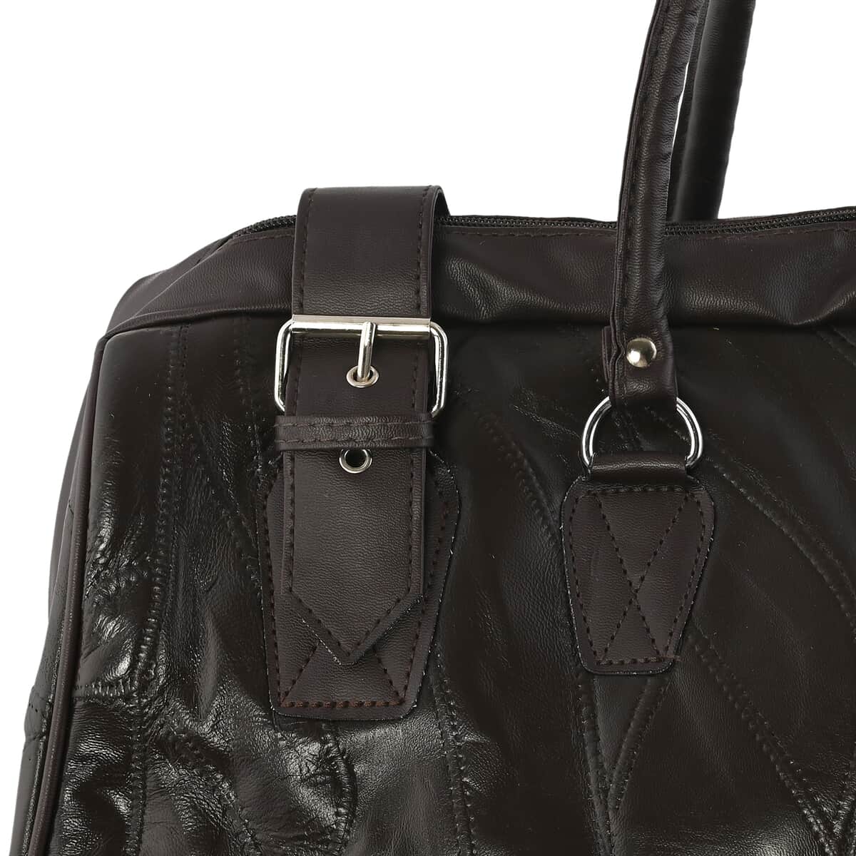 LOS ANGELES CLOSEOUT Brown 100% Genuine Leather Weekend Bag image number 5