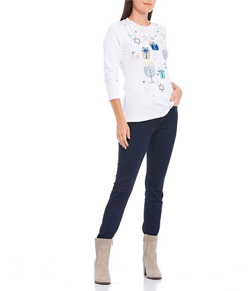 BEREK Holiday Collection Hannukah Long Sleeve Shirt - L (MADE IN THE USA) image number 1