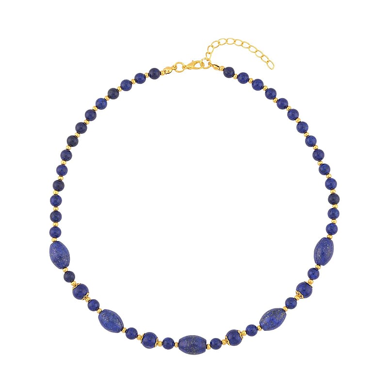 Lapis Lazuli 120.50 ctw Beaded Necklace in Goldtone 18-20 Inches