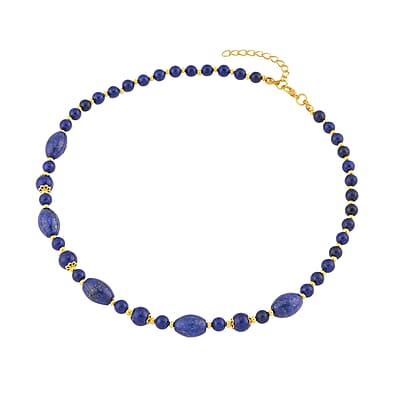 Lapis Lazuli 120.50 ctw Beaded Necklace in Goldtone 18-20 Inches