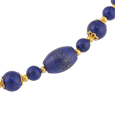 Lapis Lazuli 120.50 ctw Beaded Necklace in Goldtone 18-20 Inches