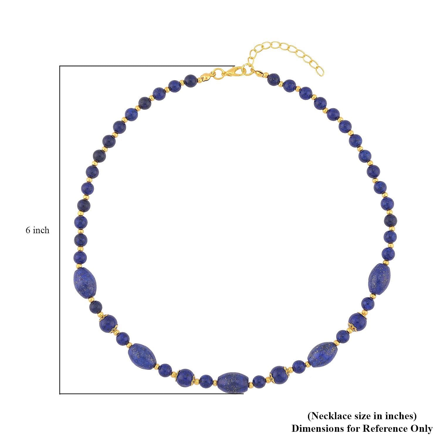 Lapis Lazuli 120.50 ctw Beaded Necklace in Goldtone 18-20 Inches