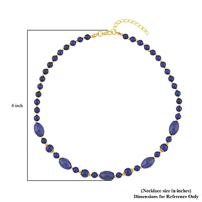 Lapis Lazuli 120.50 ctw Beaded Necklace in Goldtone 18-20 Inches