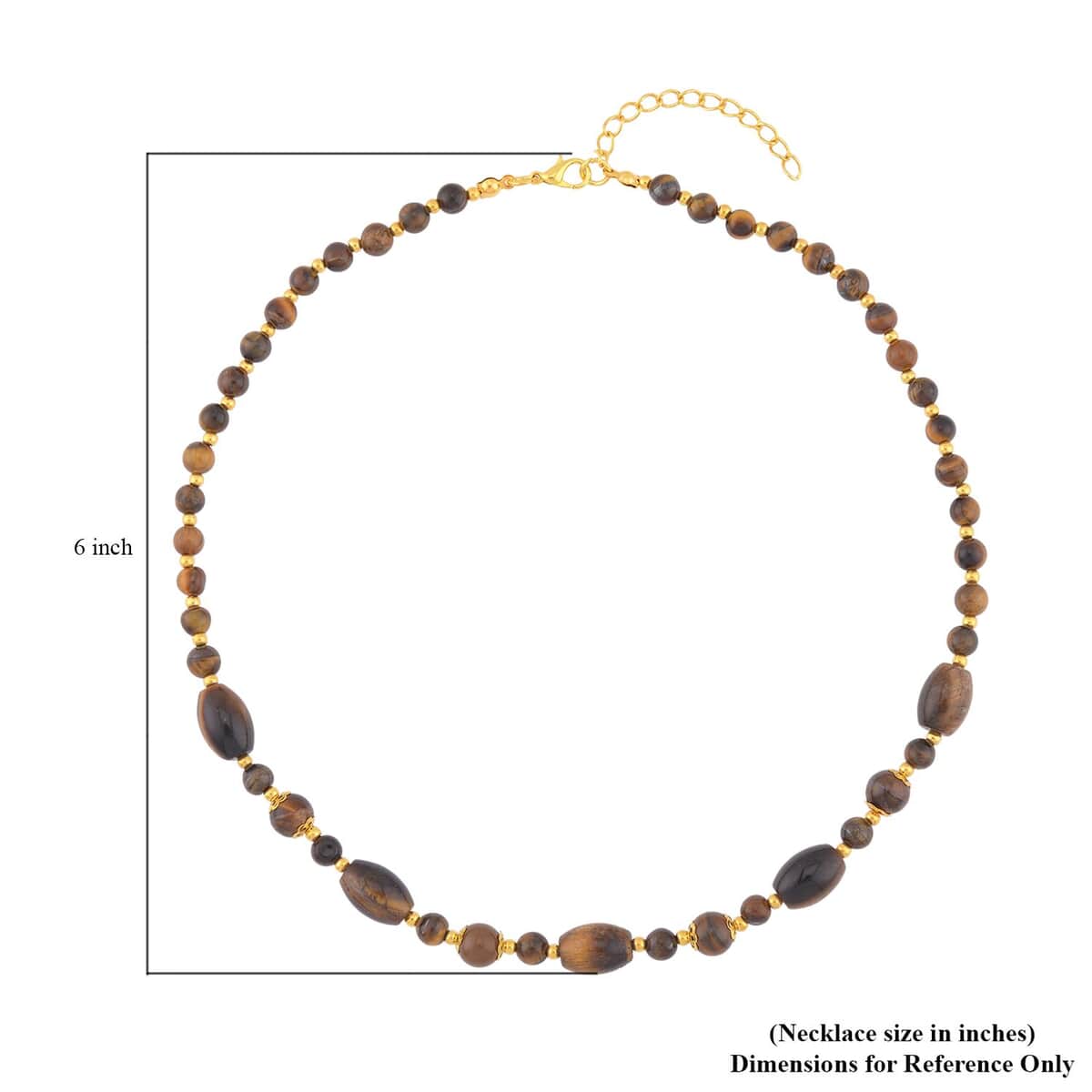 Yellow Tiger's Eye 117.00 ctw Beaded Necklace in Goldtone 18-20 Inches image number 4