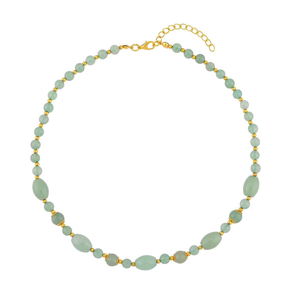 Green Aventurine 117.00 ctw Beaded Necklace in Goldtone 18-20 Inches image number 0