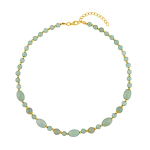 Green Aventurine 117.00 ctw Beaded Necklace in Goldtone 18-20 Inches
