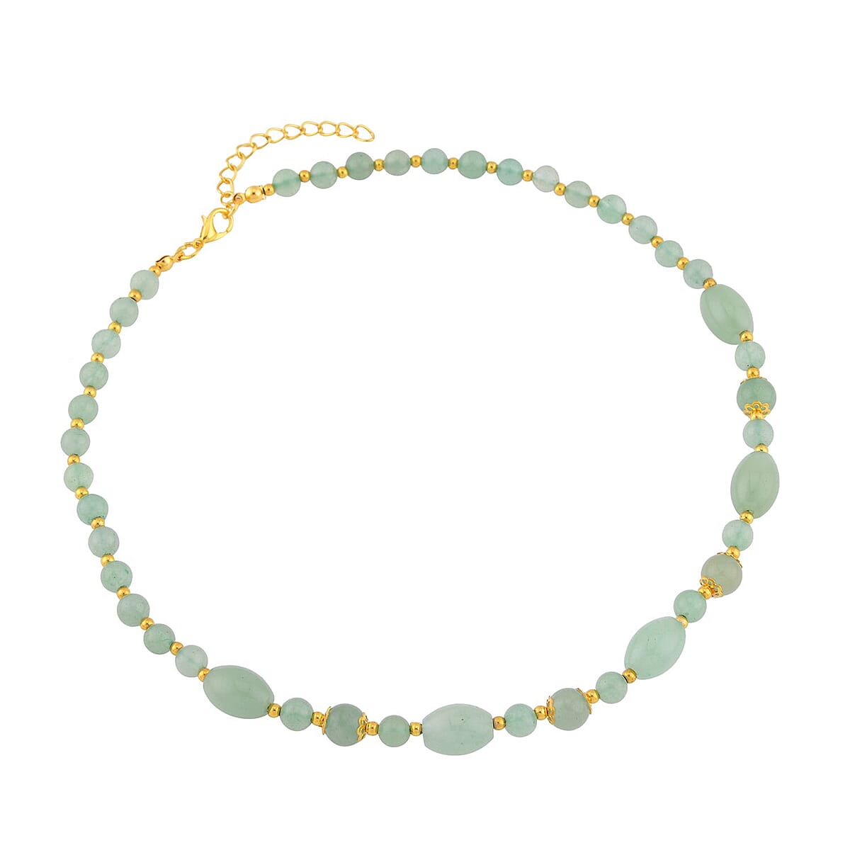 Green Aventurine 117.00 ctw Beaded Necklace in Goldtone 18-20 Inches image number 2