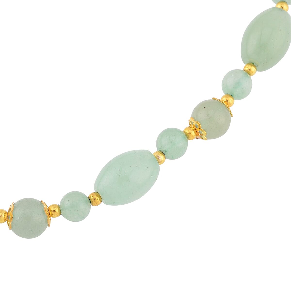 Green Aventurine 117.00 ctw Beaded Necklace in Goldtone 18-20 Inches image number 3