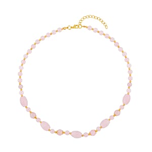 Galilea Rose Quartz 117.00 ctw Beaded Necklace in Goldtone 18-20 Inches