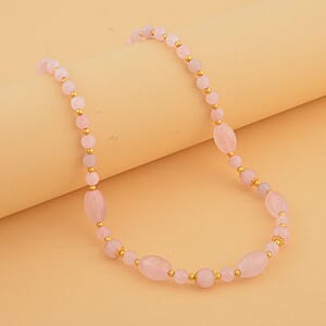 Galilea Rose Quartz 117.00 ctw Beaded Necklace in Goldtone 18-20 Inches