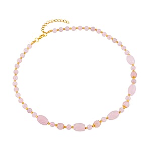 Galilea Rose Quartz 117.00 ctw Beaded Necklace in Goldtone 18-20 Inches