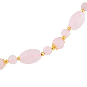 Galilea Rose Quartz 117.00 ctw Beaded Necklace in Goldtone 18-20 Inches