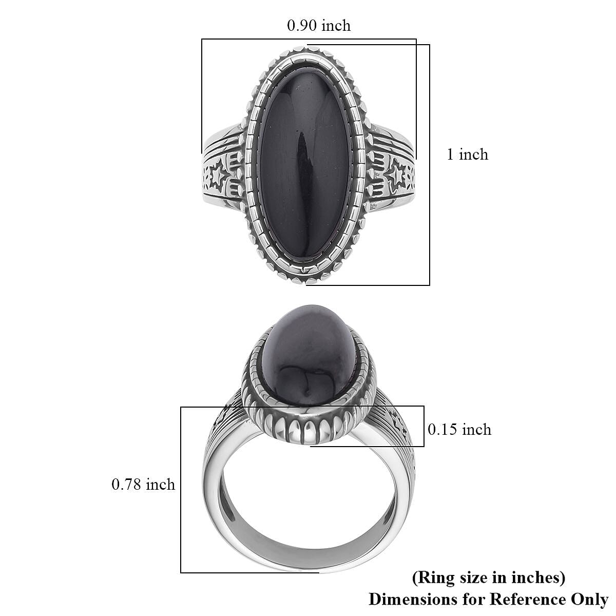 Black Obsidian Solitaire Ring in Stainless Steel (Size 7.0) 20.00 ctw | Tarnish-Free, Waterproof, Sweat Proof Jewelry image number 5
