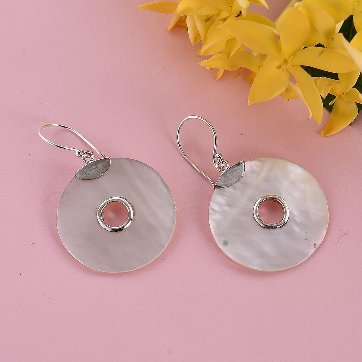 Mother Of Pearl Fancy Earrings in Sterling Silver image number 1