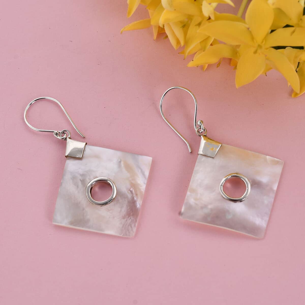 Mother Of Pearl Fancy Earrings in Sterling Silver image number 1