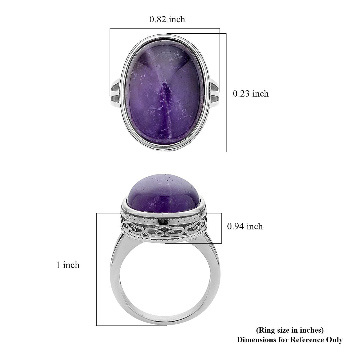 Chevron Amethyst Solitaire Ring in Stainless Steel (Size 10) 25.00 ctw image number 5