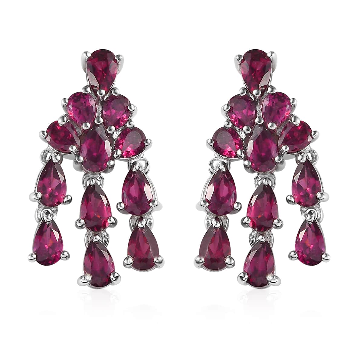 Rhodolite Garnet Cluster Drop Earrings for Women In Platinum Plated Sterling outlet Silver Purple Garnet Stone Earrings