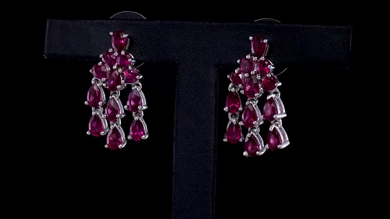 Orissa Rhodolite Garnet Chandelier Earrings in Platinum Over Sterling Silver 5.65 ctw