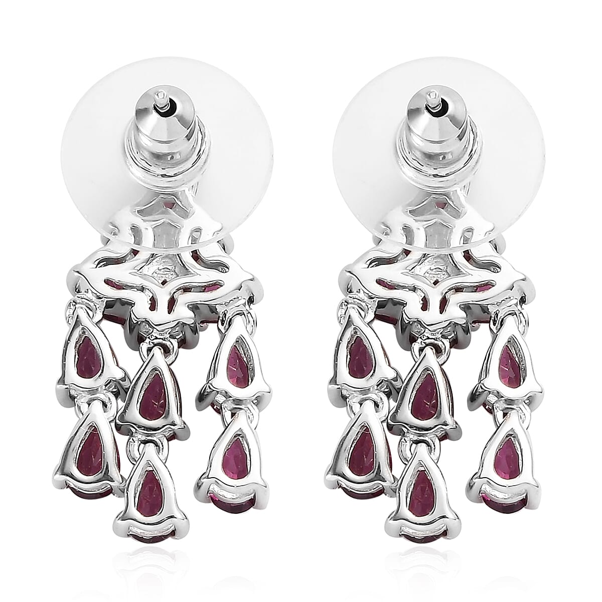 Orissa Rhodolite Garnet Chandelier Earrings in Platinum Over Sterling Silver 5.65 ctw image number 3