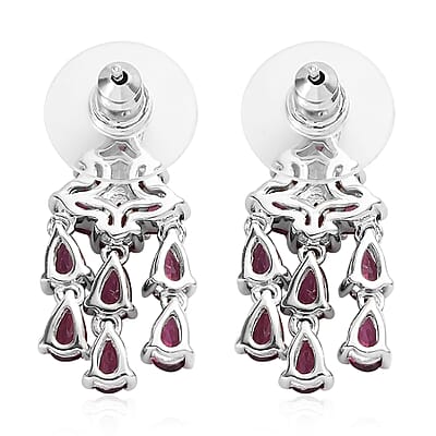 Orissa Rhodolite Garnet Chandelier Earrings in Platinum Over Sterling Silver 5.65 ctw