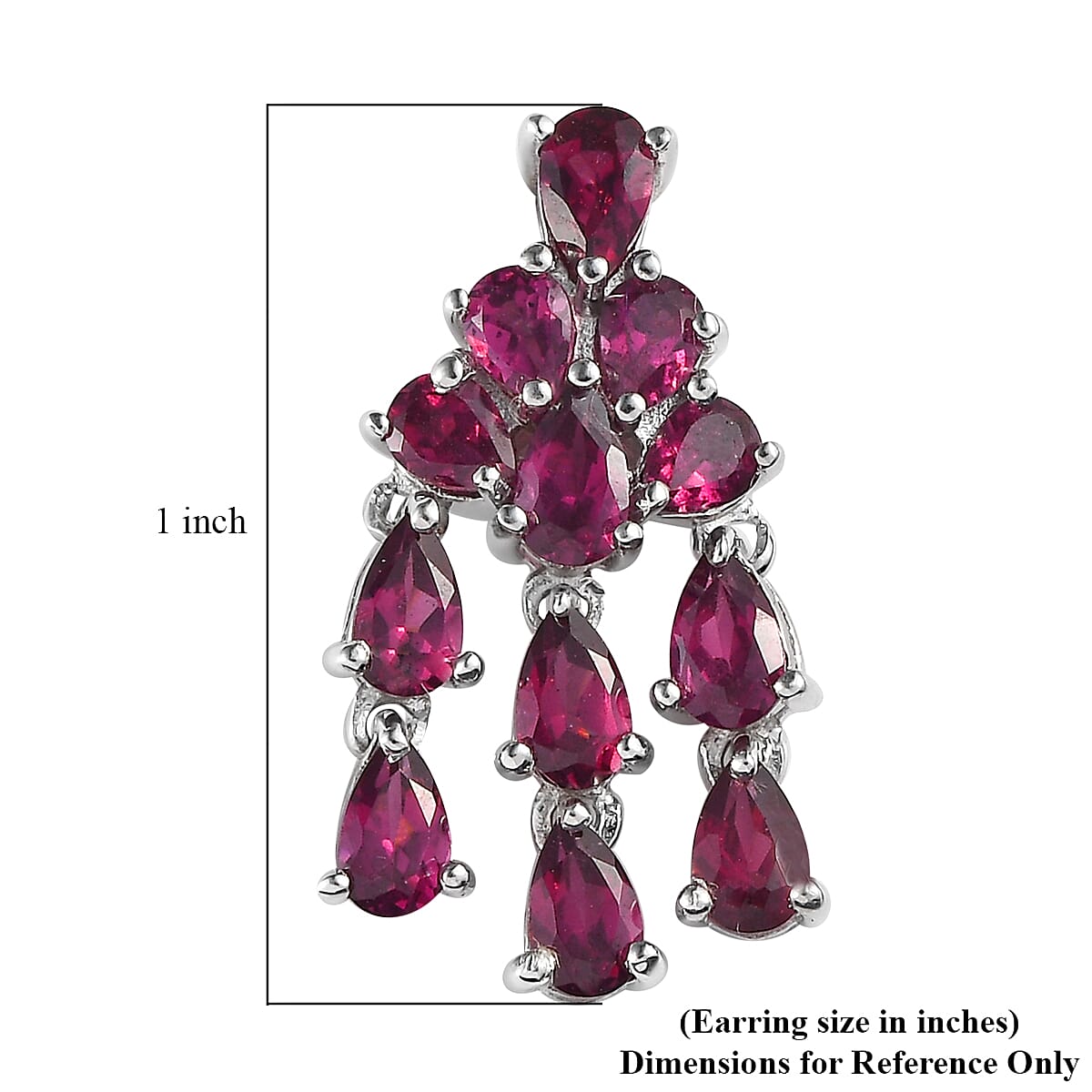 Orissa Rhodolite Garnet Chandelier Earrings in Platinum Over Sterling Silver 5.65 ctw