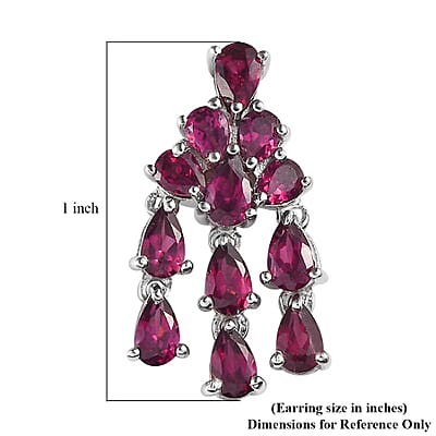 Orissa Rhodolite Garnet Chandelier Earrings in Platinum Over Sterling Silver 5.65 ctw