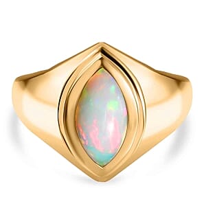 Ethiopian Welo Opal 1.13 ctw Ring in 14K Yellow Gold Over Sterling Silver (Size 5.5)
