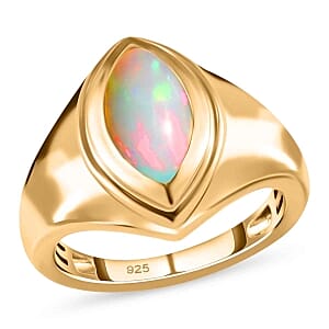 Ethiopian Welo Opal 1.13 ctw Ring in 14K Yellow Gold Over Sterling Silver (Size 5.5)