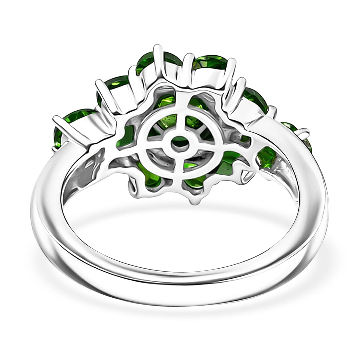 Chrome Diopside 1.70 ctw Ring in Platinum Over Sterling Silver (Size 5.5)