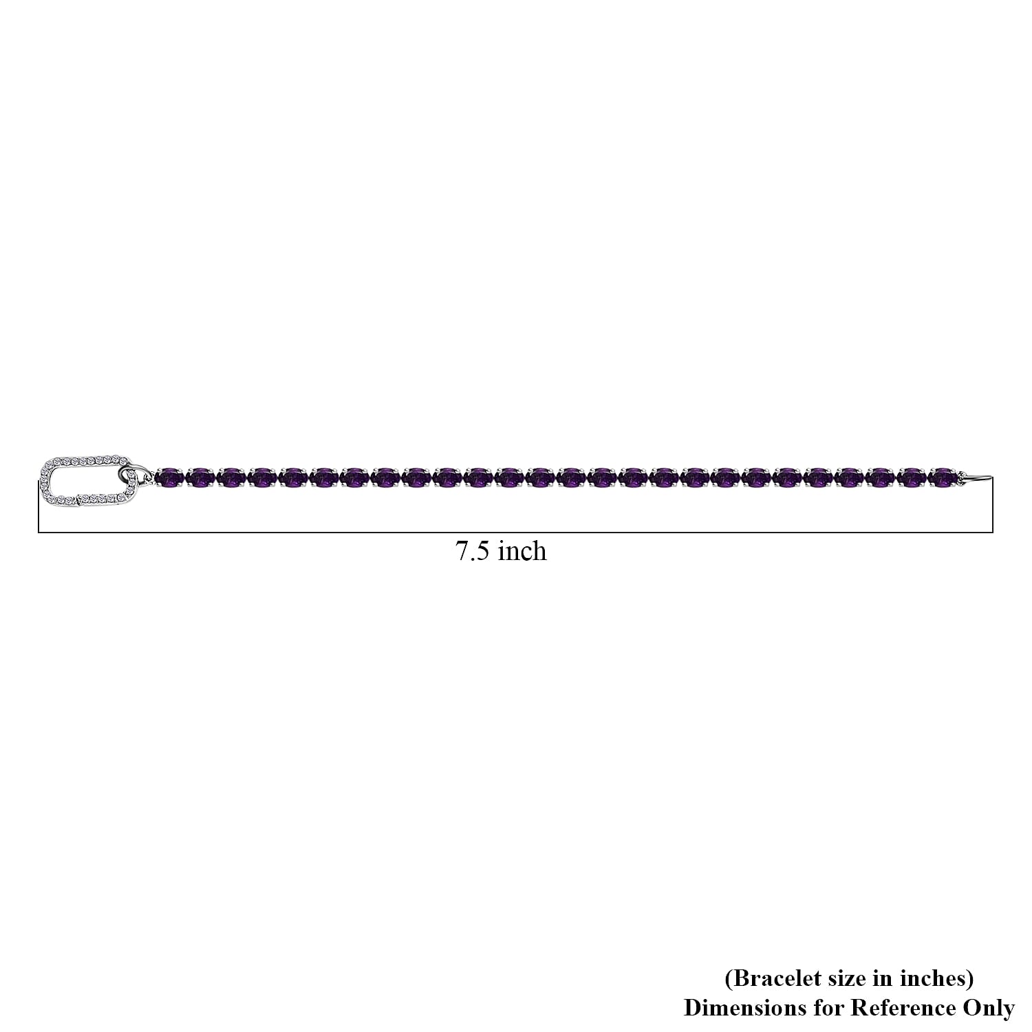 Amethyst 11.85 ctw Tennis Bracelet Platinum Over Sterling Silver, Customizable Gifts, Simulated Diamond Charm Enhancer Lock (7.25 In)