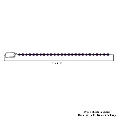 Amethyst 11.85 ctw Tennis Bracelet Platinum Over Sterling Silver, Customizable Gifts, Simulated Diamond Charm Enhancer Lock (7.25 In)
