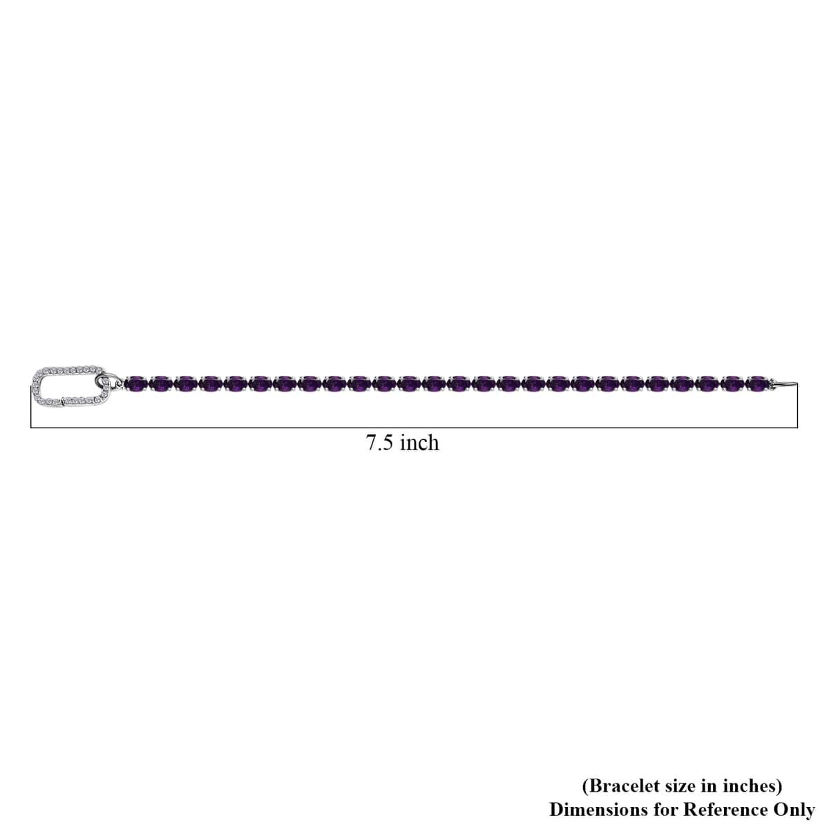 Amethyst Tennis Bracelet Platinum Over Sterling Silver, Customizable Gifts, Simulated Diamond Charm Enhancer Lock (7.25 In) 11.85 ctw image number 5