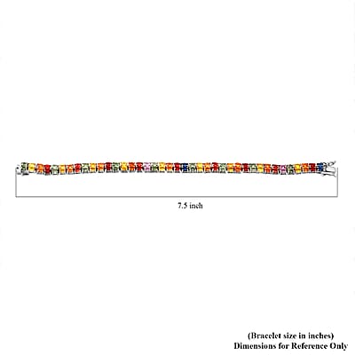 Multi Sapphire Bracelet in Platinum Over Sterling Silver, Silver Tennis Bracelet,Birthday Gifts (7.25 In) 19.00 ctw
