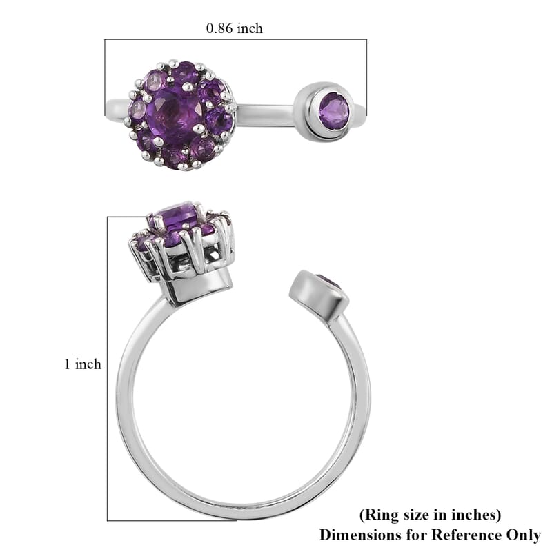 Amethyst February Birthstone Anxiety Spinner Openable Band Ring in Platinum Over Sterling Silver (Adjustable Size 6-8) 0.65 ctw (Size 11.0) 0.65 ctw