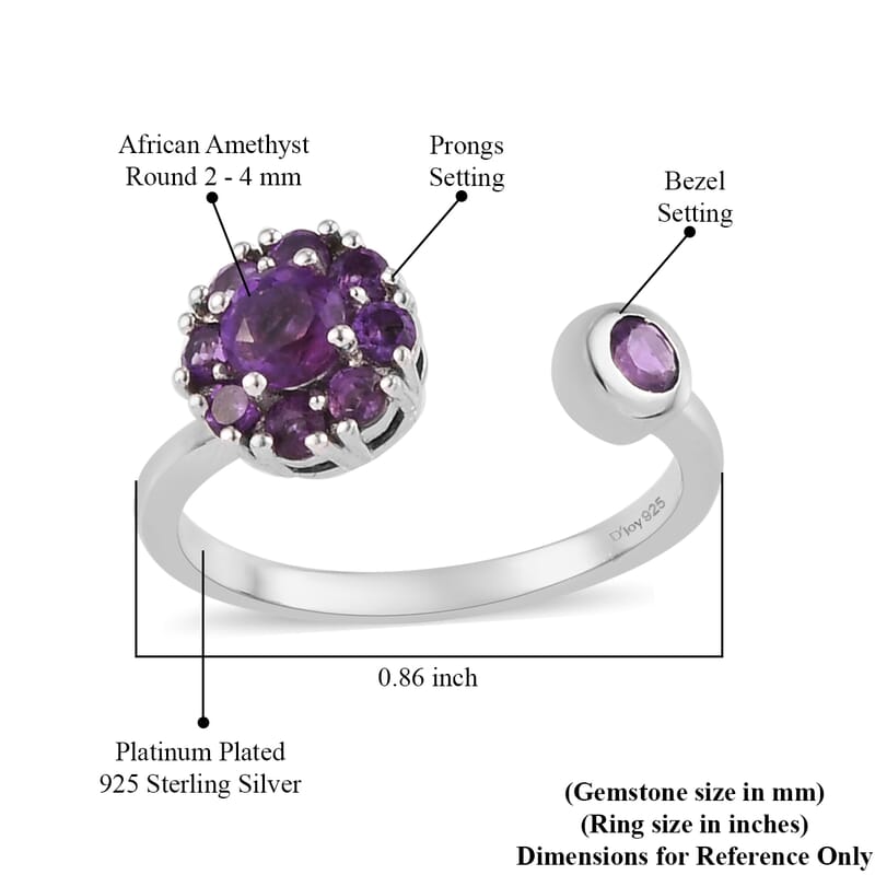 Amethyst February Birthstone Anxiety Spinner Openable Band Ring in Platinum Over Sterling Silver (Adjustable Size 6-8) 0.65 ctw (Size 6.0) 0.65 ctw