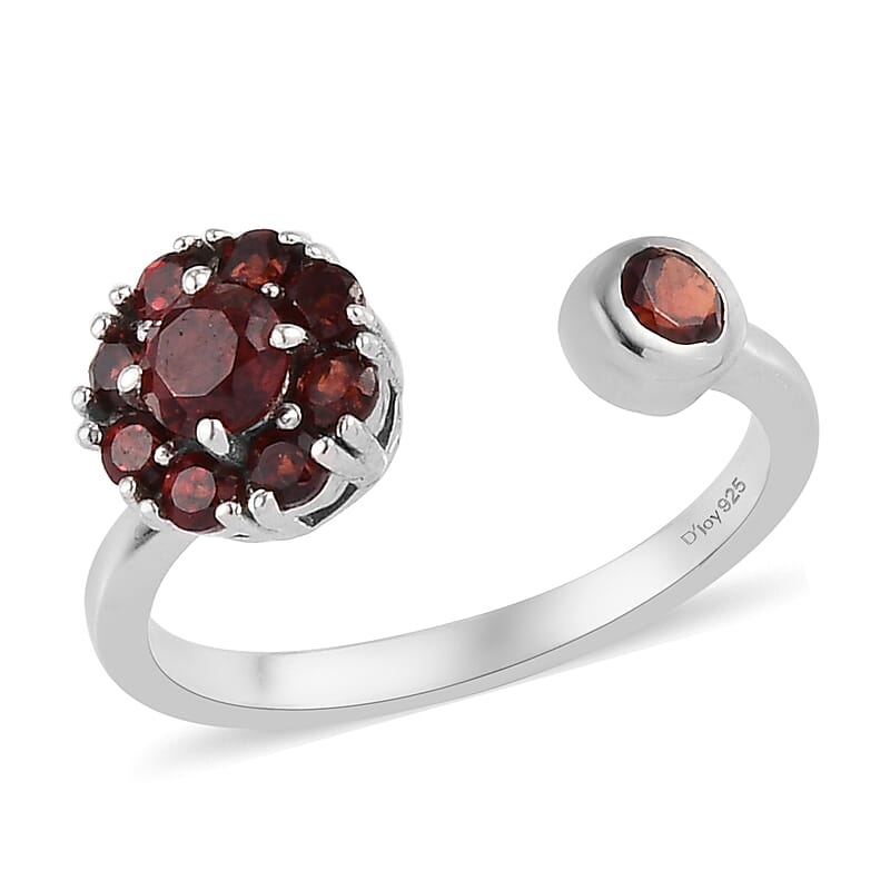 Mozambique Garnet Birthstone Anxiety Spinner Openable Band Ring in Platinum Over Sterling Silver (Medium Adjustable Size 6-8) 1.00 ctw