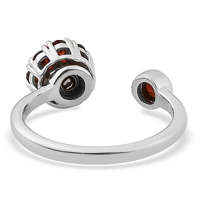 Mozambique Garnet Birthstone Anxiety Spinner Openable Band Ring in Platinum Over Sterling Silver (Medium Adjustable Size 6-8) 1.00 ctw