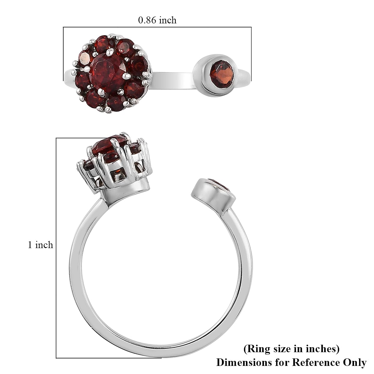 Mozambique Garnet Birthstone Anxiety Spinner Openable Band Ring in Platinum Over Sterling Silver (Medium Adjustable Size 6-8) 1.00 ctw image number 5