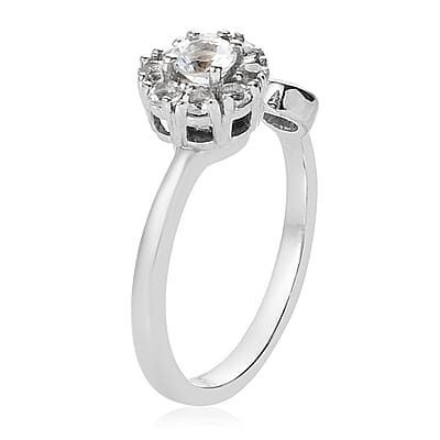 Mangoro Aquamarine Birthstone Anxiety Spinner Openable Band Ring in Platinum Over Sterling Silver (Adjustable Size 9-11) 0.65 ctw (Size 11)